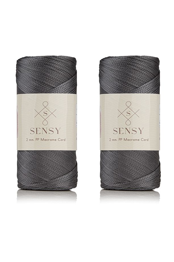 Premium 400 gr Polyester Makrome Ipi 2 Mm 2li Set Koyu Gri Makrame Ip Supla Çanta Ipi No:4 - 1