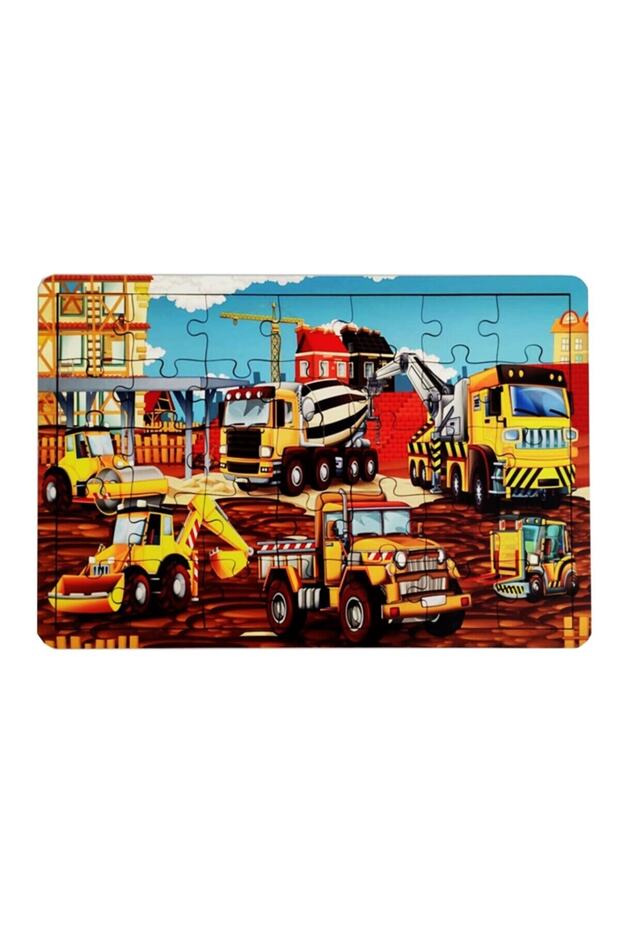 4 Adet Uzay Üstü, Nehirde Yüzen Hayvanlar, Iş Makineleri, Itfaye Ambulas Ahşap Puzzle Seti - 5