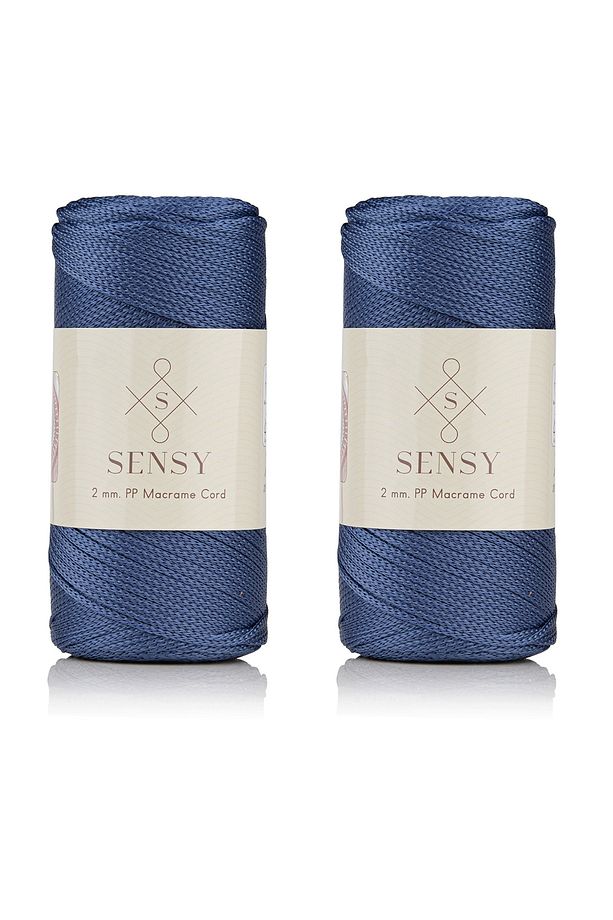 Premium 400 gr Polyester Makrome Ipi 2 Mm 2li Set Kot Mavisi Makrame Ip Supla Çanta Ipi No:4 - 1