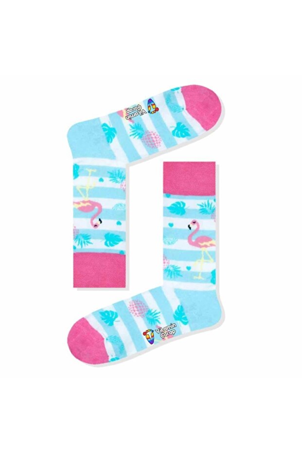 Flamingo Pineapple Colored Socks - 1