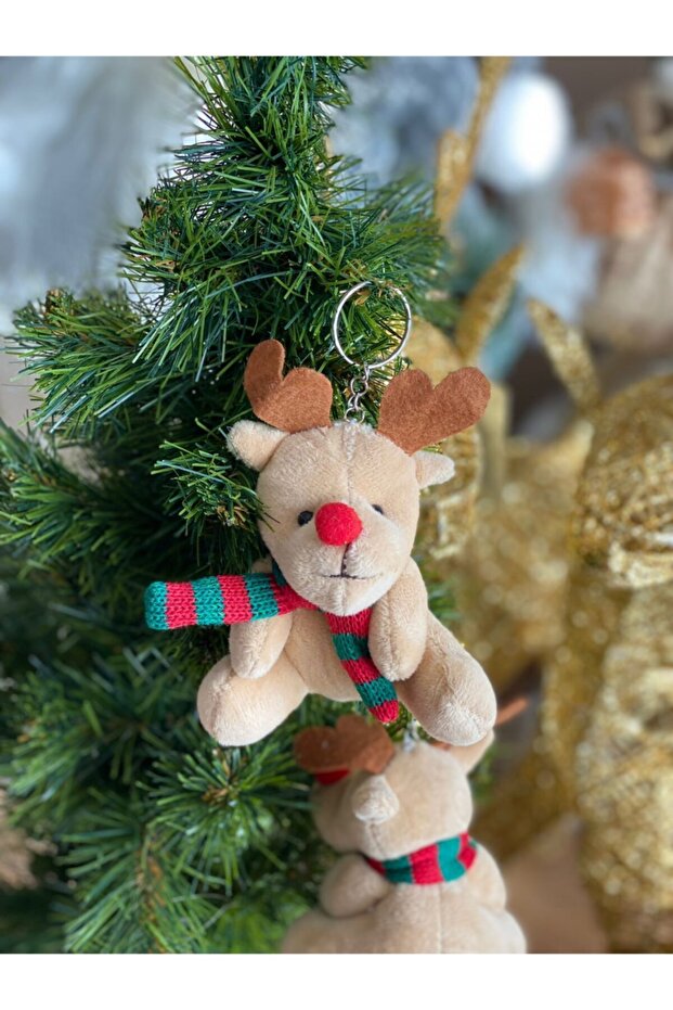 New Year's Eve Big Santa Claus Reindeer Plush Keychain Ornament Reindeer Gift