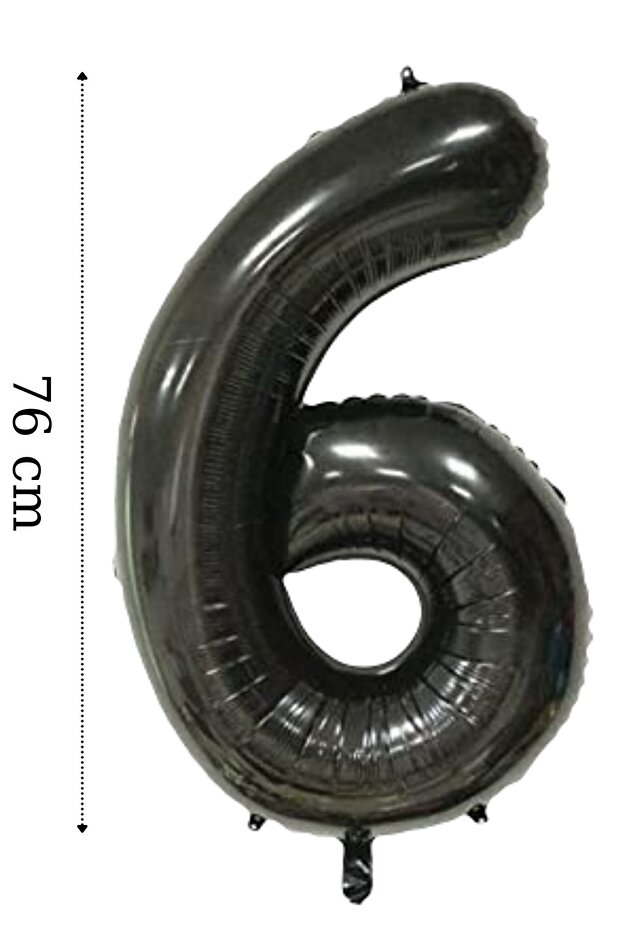 Foil Balloon Number 6 Helium Balloon 76 Cm Black Color