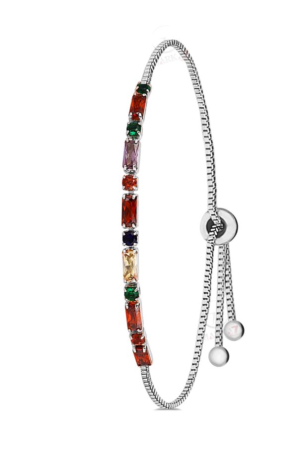 Adjustable Women's Colorful Baguette Waterway Bracelet with Zircon Stone