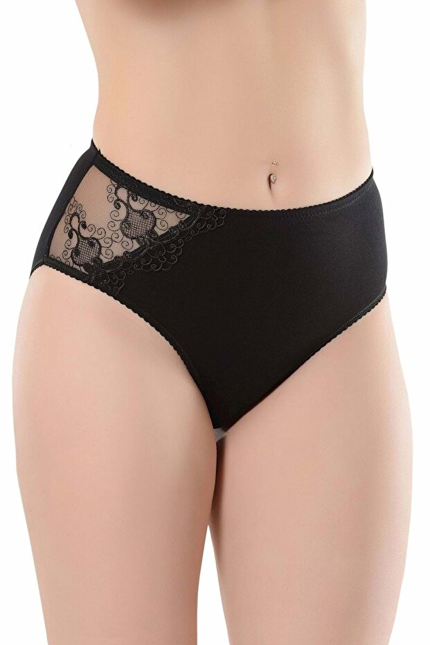 018 Lace Detailed Women's Panties Black M