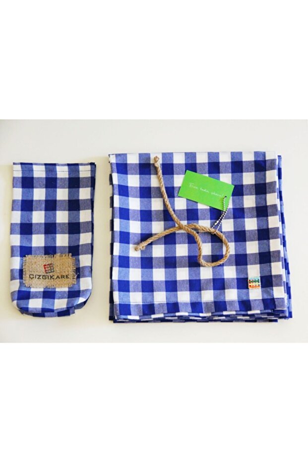 مفرش طاولة أزرق مربعات - 2