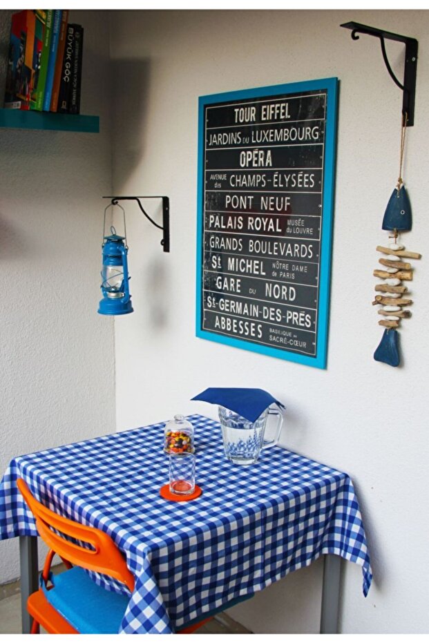 مفرش طاولة أزرق مربعات - 4