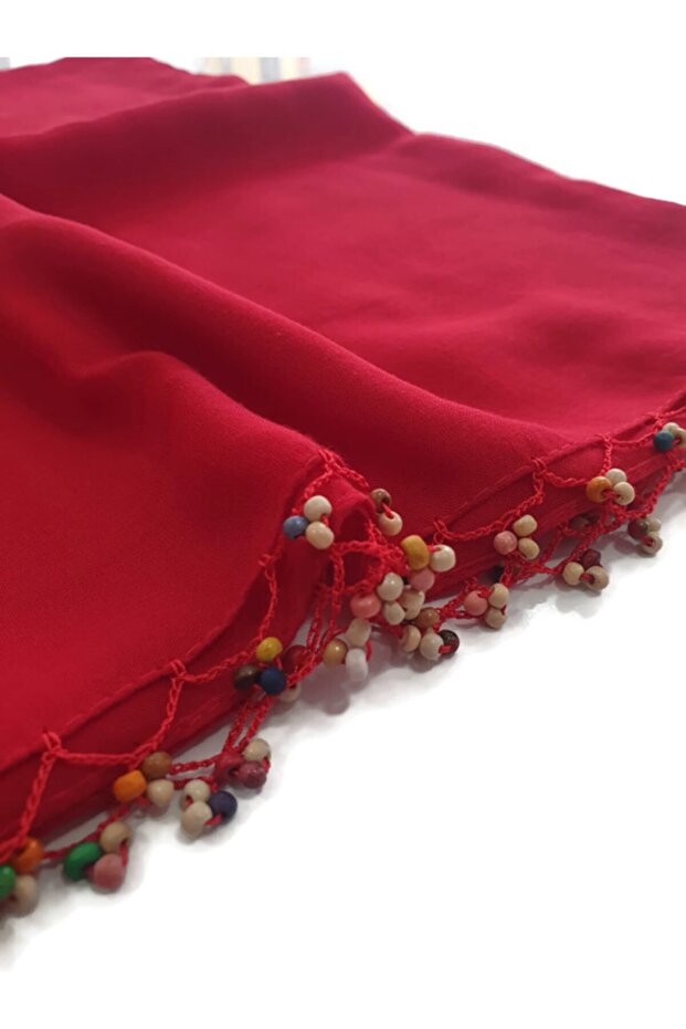 Wooden Beaded Hand Embroidered Scarf Writing