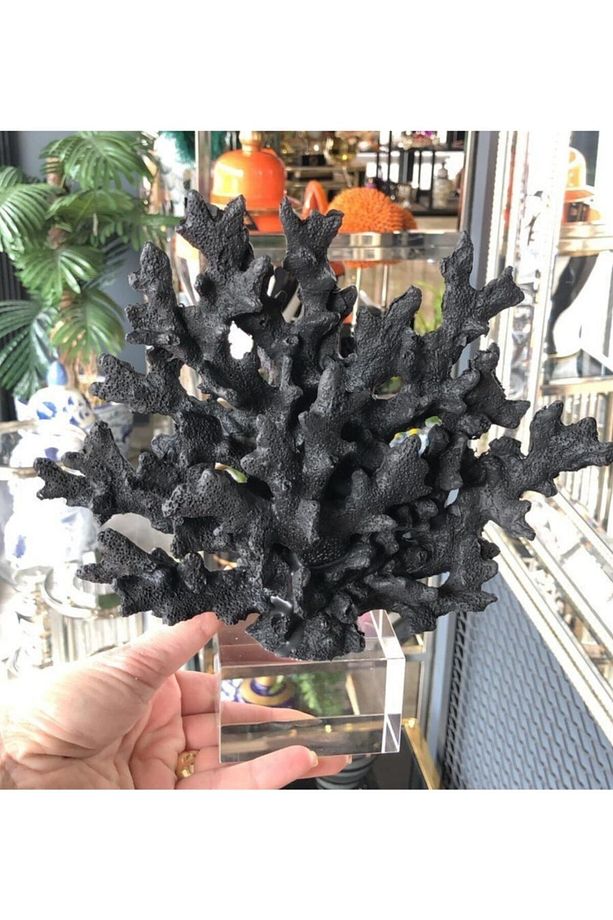 Polyester Mercan Dekor / Siyah - 1