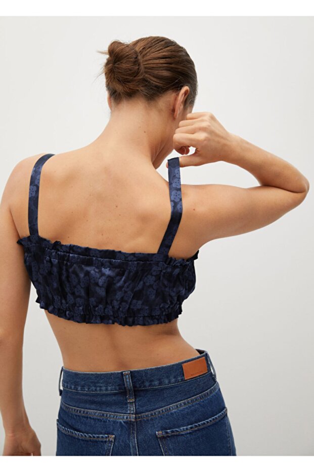 Kadın Mavi Baskılı Kısa Üst - 4