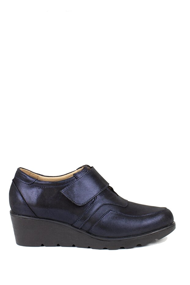 Navy Blue Genuine Leather Women's Strappy Shoes