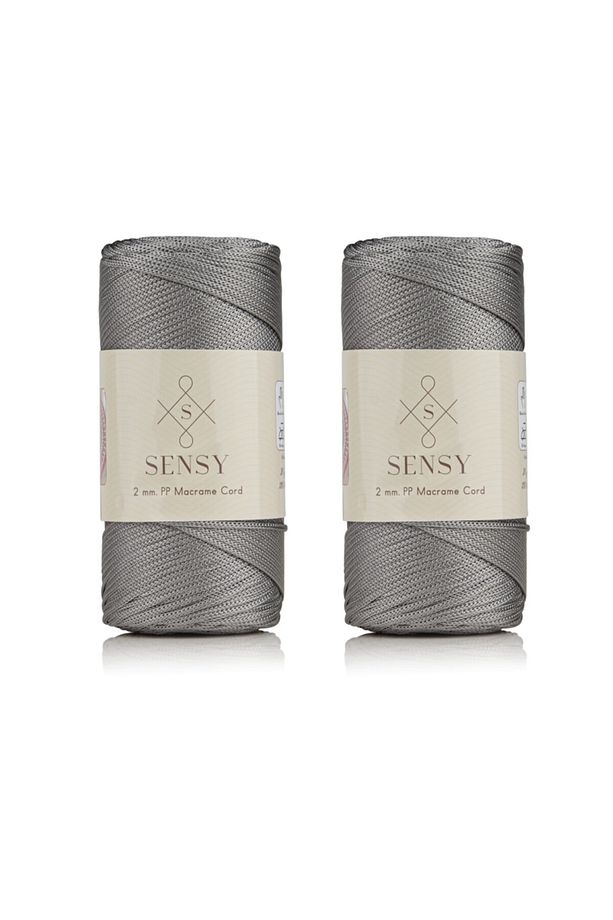 Premium 400 gr Polyester Makrome Ipi 2 Mm 2li Set Gri Makrame Ip Supla Çanta Ipi No:4 - 1