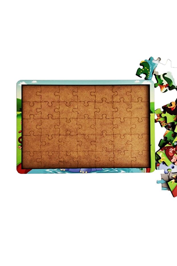 4 Adet Uzay Üstü, Nehirde Yüzen Hayvanlar, Iş Makineleri, Itfaye Ambulas Ahşap Puzzle Seti - 7