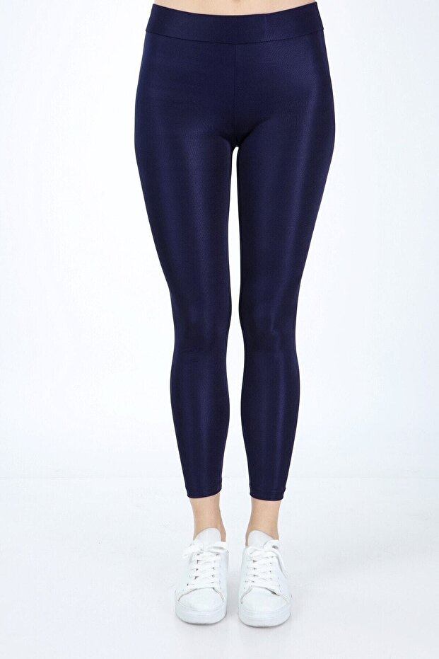 Women's Navy Blue Shiny High Waist Disco Tights