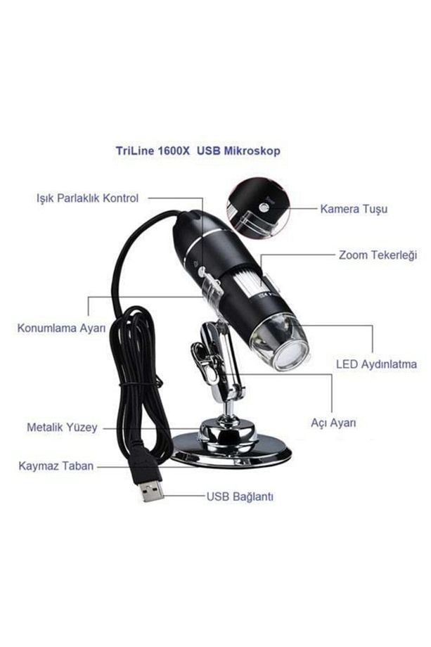 1600x Zoom 2mp Usb Dijital Mikroskop 8 Ledli Kamera - 8