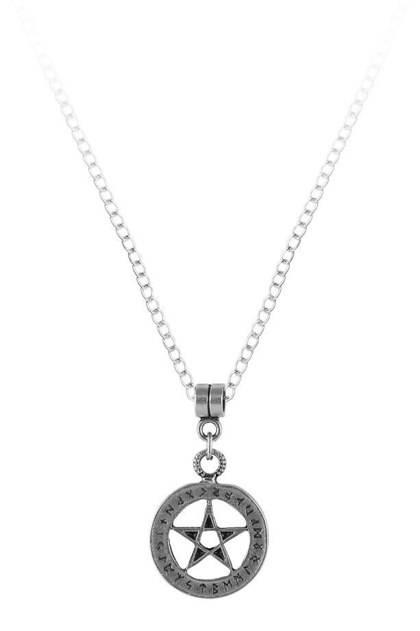 Erkek Antik Gümüş Kaplama Pentagram Kolye - 5