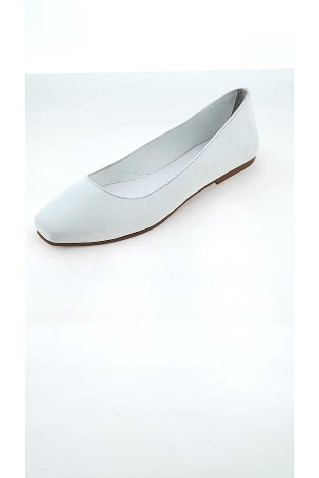 Women's Genuine Leather White Ballerinas