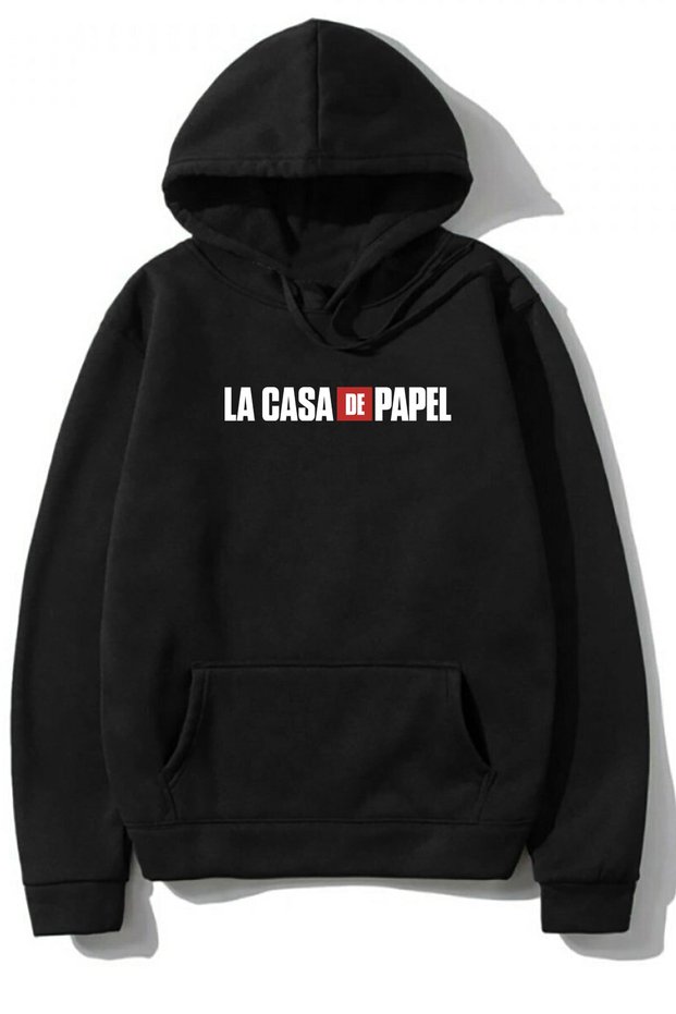 Unisex La Casa De Papel Black Hooded 100% Cotton 3 Thread Hoodie Sweatshirt
