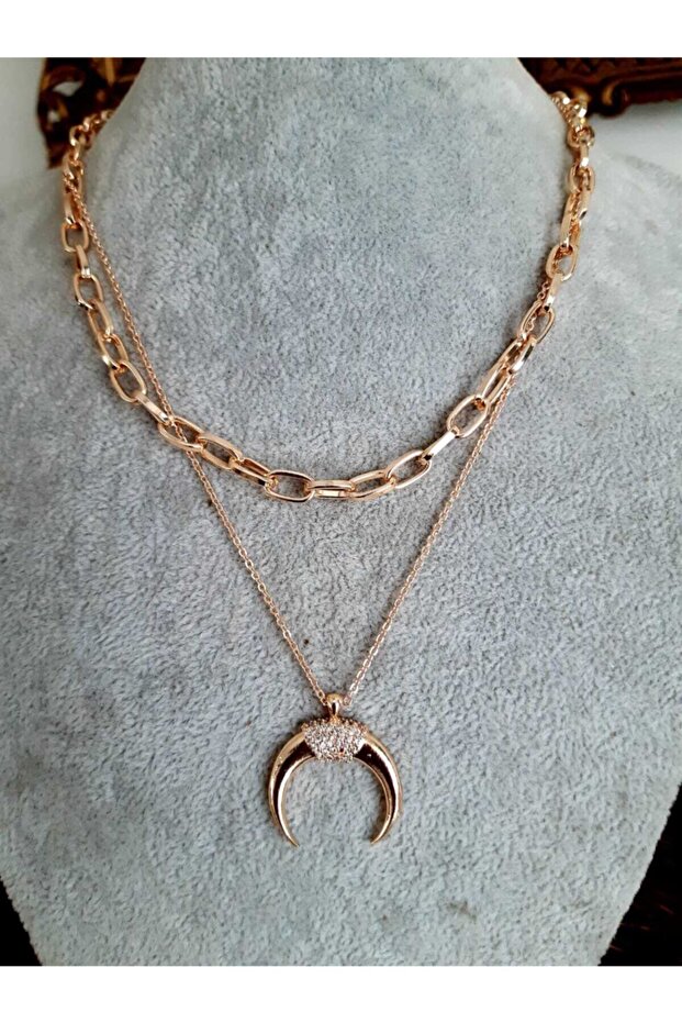 Crescent Figured 2-Piece Chain Necklace