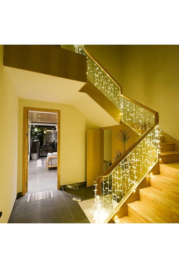 8 Fonksiyonlu Saçak Led Sarkıt Led Eklenebilir Led Süsleme Led Peri Led Işık Yılbaşı Işık (4 METRE) - 6