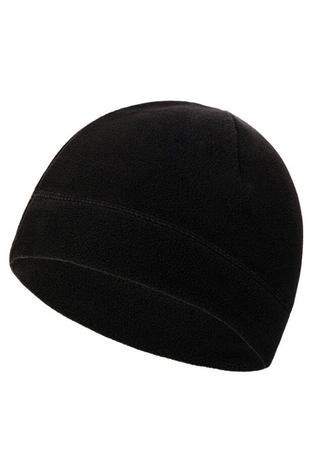 Unisex Black Thermal Fleece Beanie