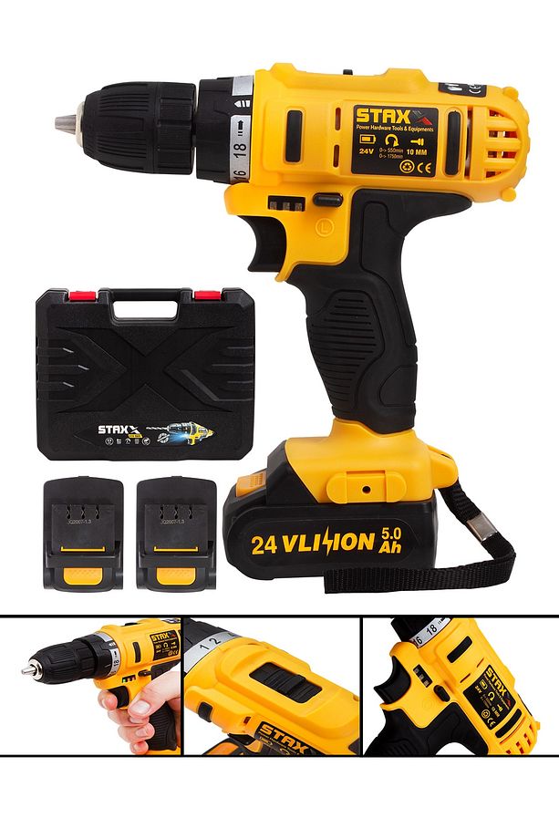Multi Speed Bl2401 24v Çift Akülü Şarjlı Vidalama Matkap Seti + 5 Ad Titanyum Uç - 1