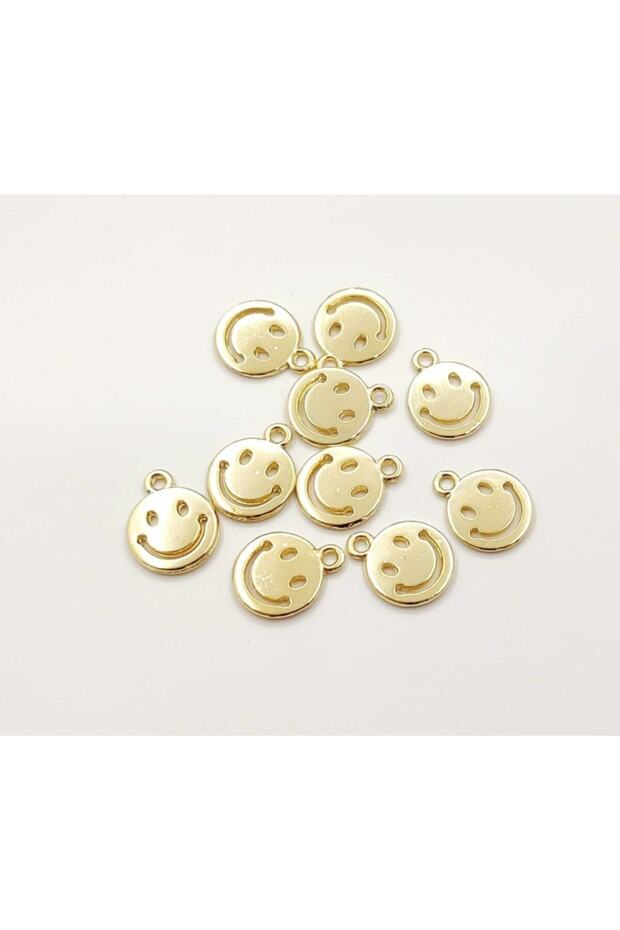 Gold Plated Metal Smiling Face Intermediate Apparatus Jewelry Making Material 10 Pieces
