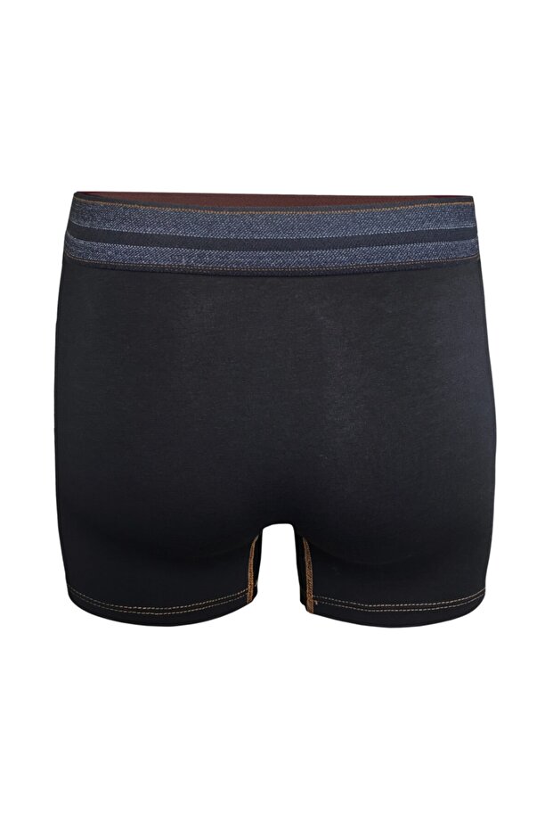 Denim Pattern Elastic Black Men's Boxers - 2