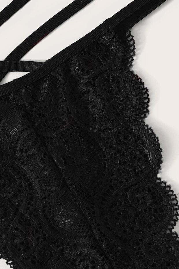 Kadın Siyah Dantel Sütyen Külot Takımı - 5