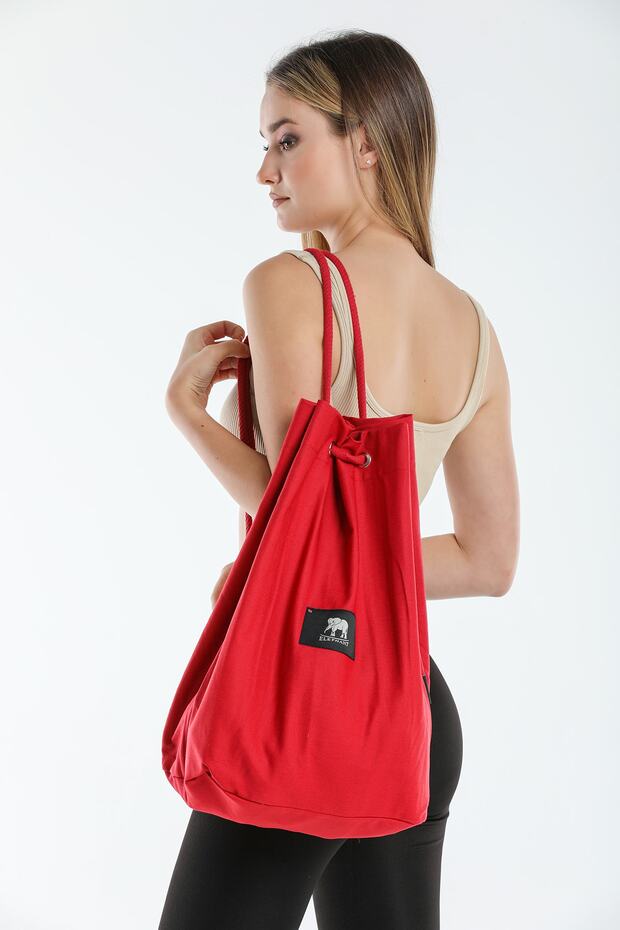 Canvas Red Drawstring Backpack - 1