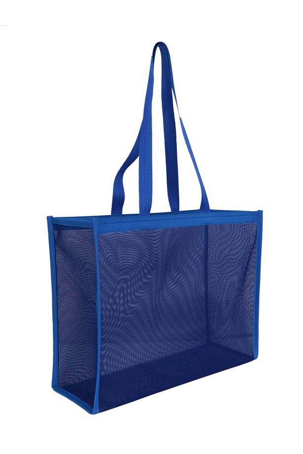 Unisex Mavi File Alışveriş Çantası Plaj Çantası - 4