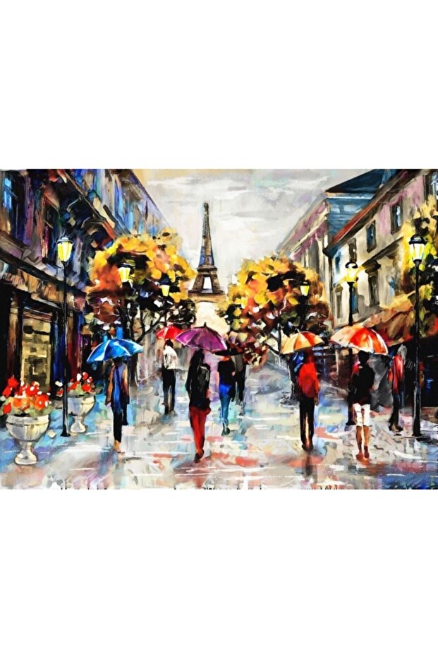 1000 Piece Rainy Weather Eiffel Streets Puzzle - Oil Painting
