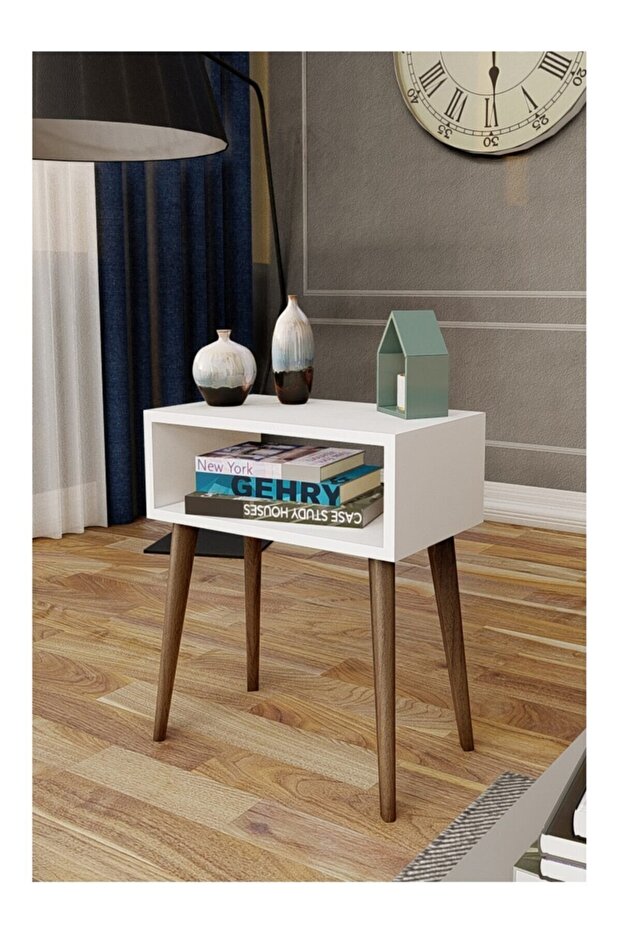 Beyaz Başucu Komodin - 1