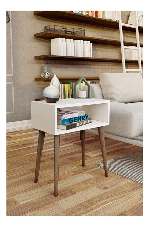 Beyaz Başucu Komodin - 2