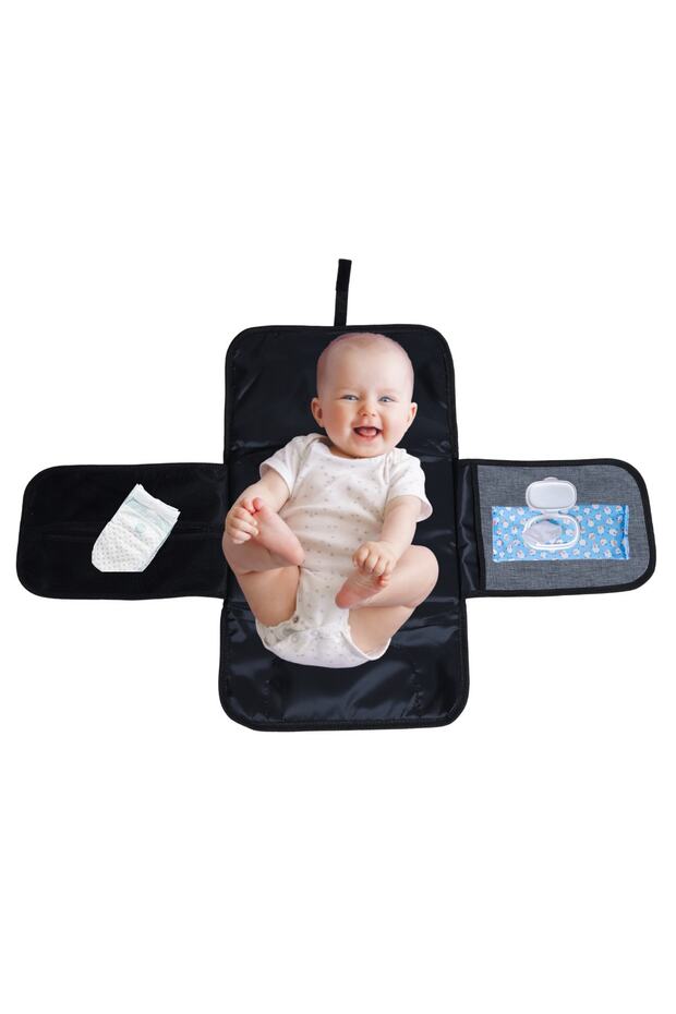 Baby Diaper Cover Functional Care Bag Diaper Cushion Black Diaper Care Bag