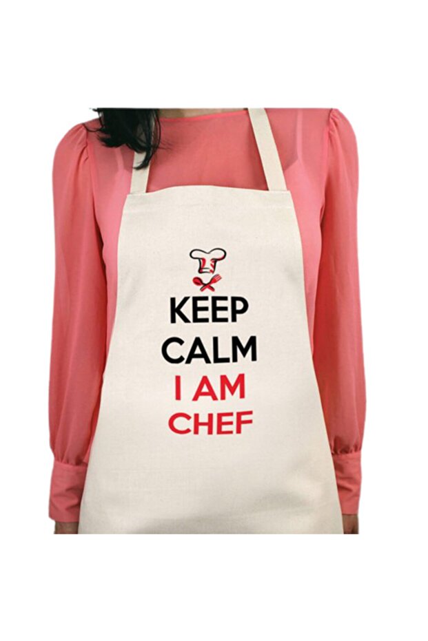 مريلة مطبخ مطبوعة تدوم طويلاً وقابلة للغسل من Keep Calm I Am Chef