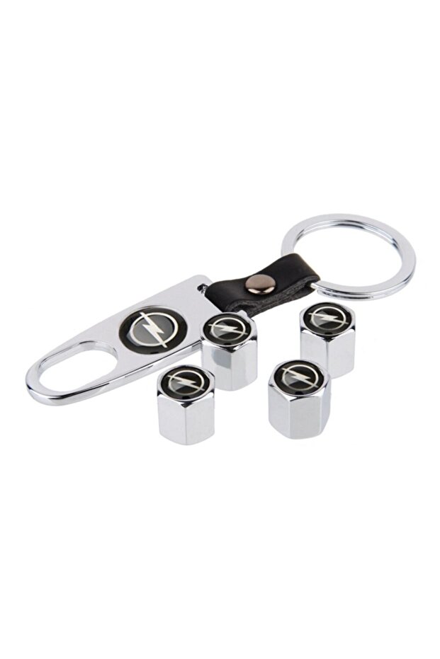 Opel Astra H Chrome Color Metal Valve Cap and Keychain Set
