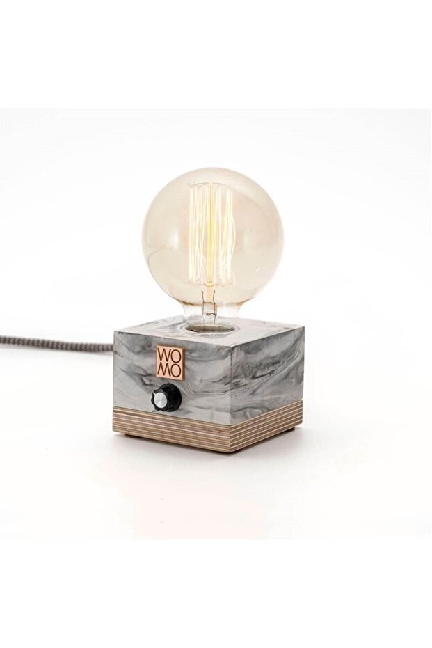 Rustik Ampullü Dimmerli Beton Masa Lambası - 2