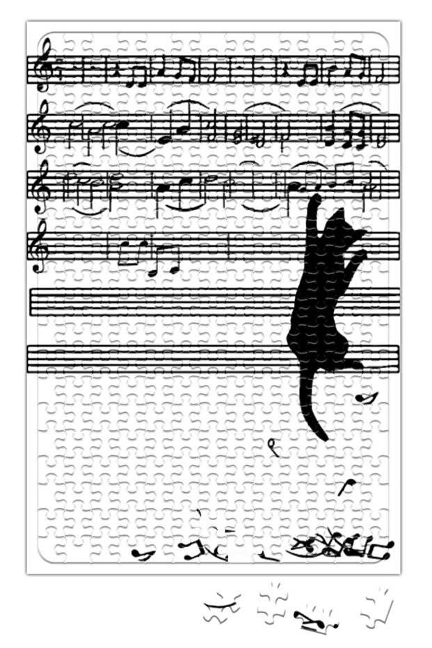 Naughty Funny Cat with Music Notes Cat Puzzle 240 Piece Puzzle