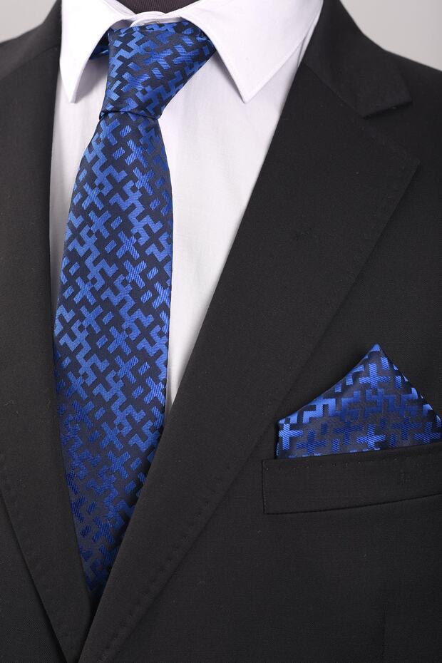 Desenli Kravat & Mendil - 1