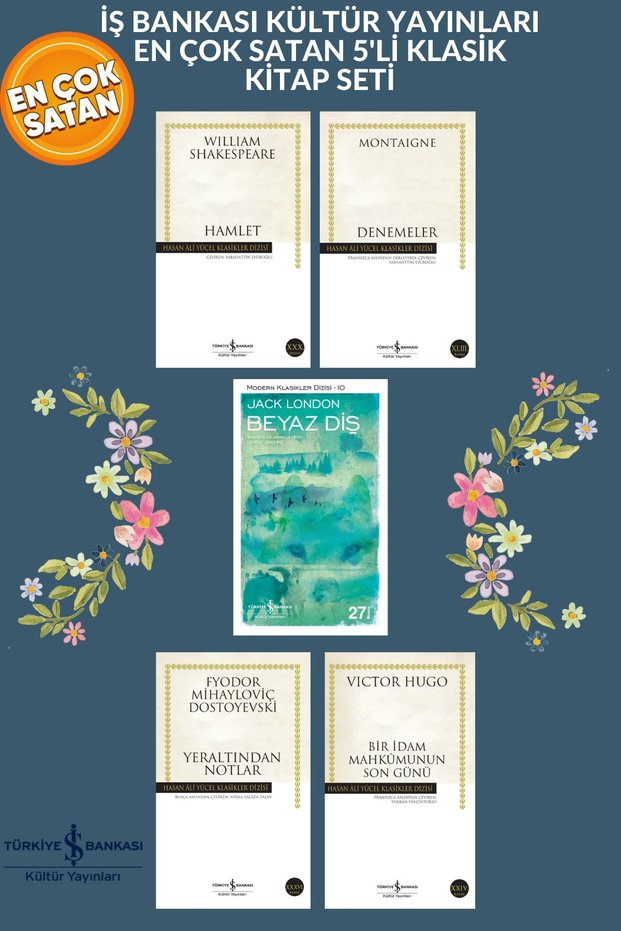 Classic Book Set of 5 | Denemeler | Beyaz Diş | Hamlet | Yeraltından Notlar .. |