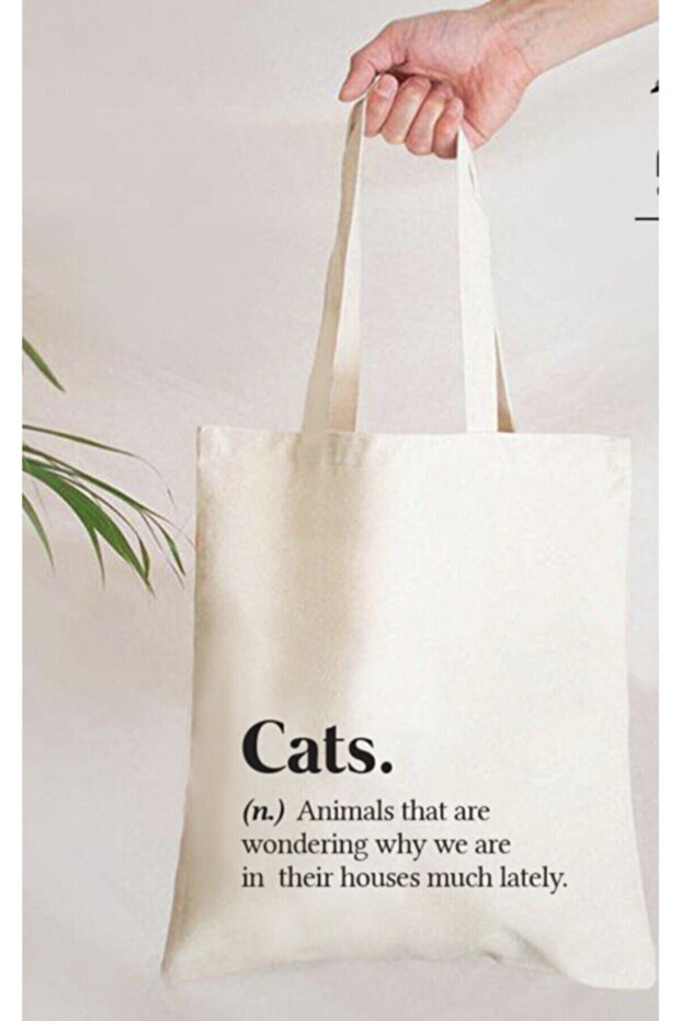 Cat Printed Raw Cloth Shoulder Bag