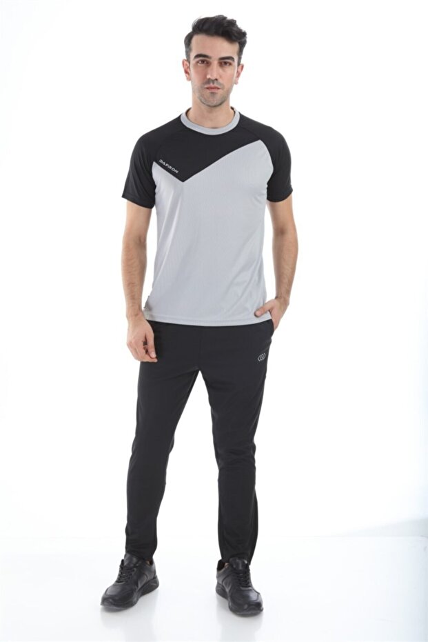 Unisex Gri Space Basıc Antrenman T-shırt - 2