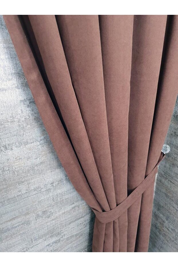 Background Curtain Honeycomb Velvet Textured Single Wing Brown 1X2,5 Pleated
