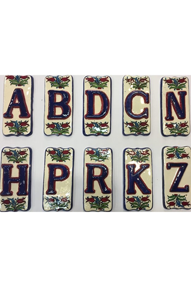Kapı No: (E) El Yapımı Seramik Kapı Numaraları & Kapı Harfleri %100 El Boyaması - 3