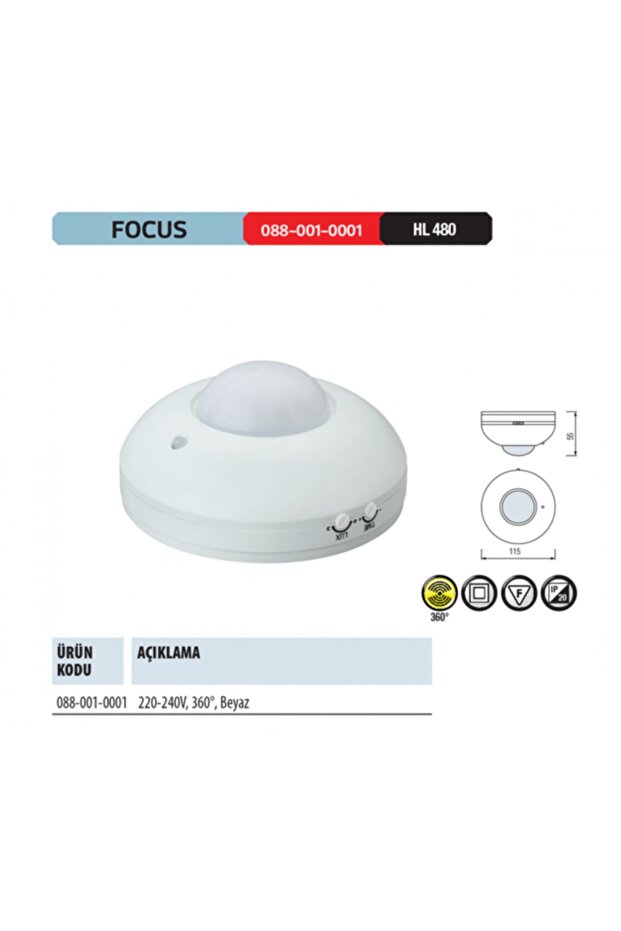 Focus Hl 480 360 Derece Tavan Hareket Sensör