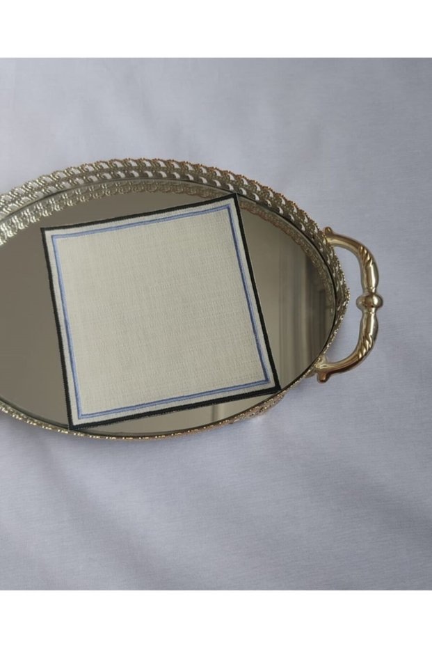 Blue Colored Embroidered Presentation Cocktail Napkin