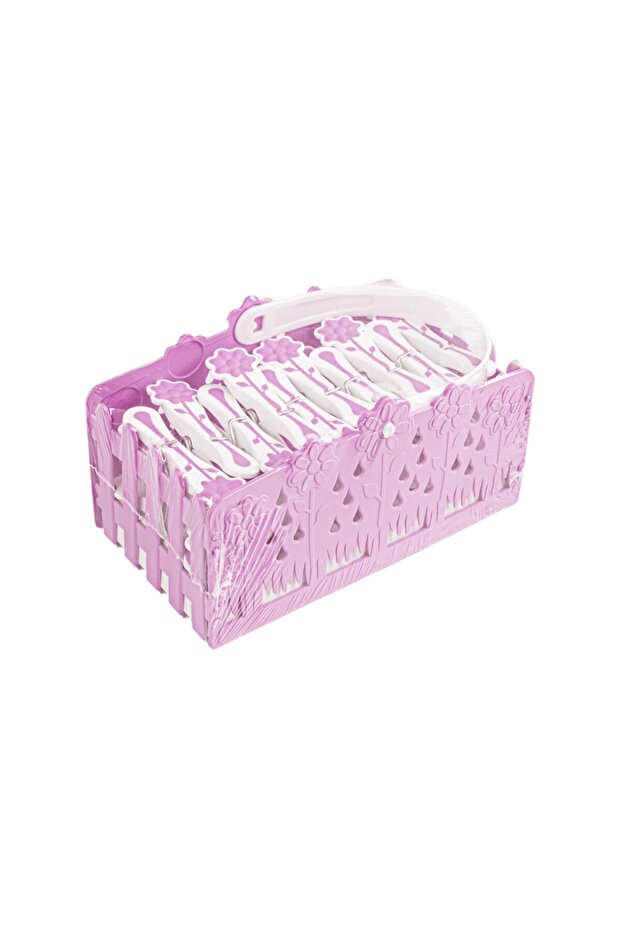 Daisy Patterned Basket and 20 Pegs Set