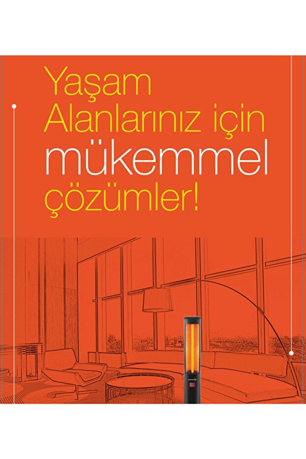 Infrared Elektrikli Isıtıcı Soba 2000w Kule Tipi Siyah - 3