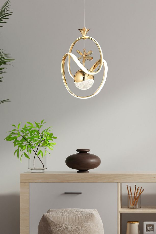 Modern Dimmerli 3 Renk Kumandalı Salon Mutfak Oturma Odası Avize Sarkıt Power Led Avize Gold Sarı - 2
