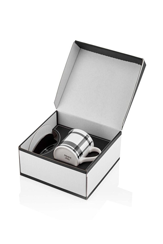 Square Kupa Ve Pasta Tabağı Set Siyah - 4